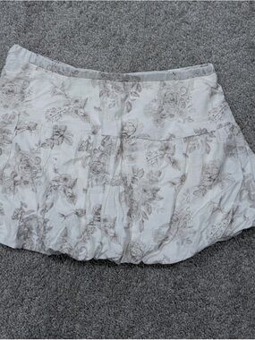 Love Tree White Skirt with Taupe Floral Print